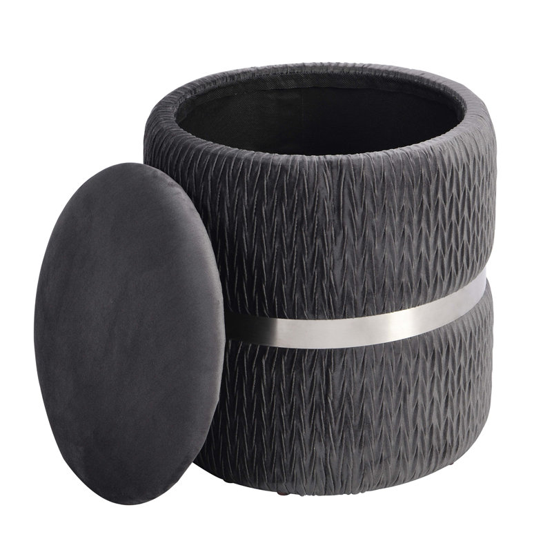 Repose-pieds rond en velours avec rangement Techni Mobile