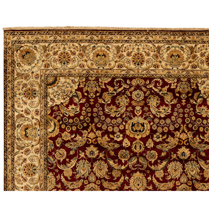 High-Quality Hand-Knotted Red And Cream Area Rug