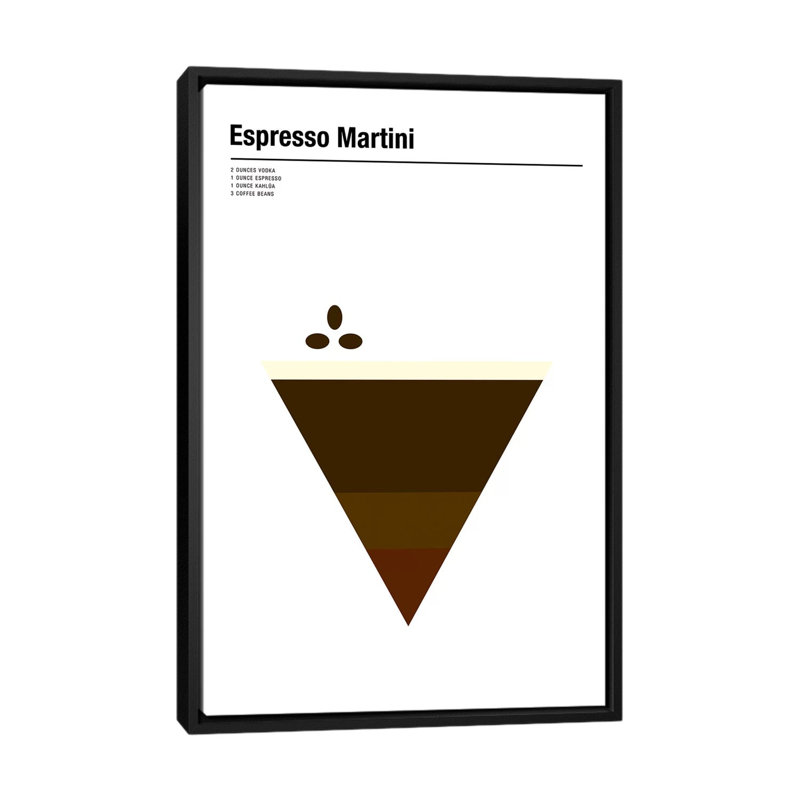 « expresso martini », impression sur toile, H 26 po x l 18 po x P 1,5 po, Toile avec cadre noir, Pas de tapis