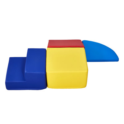 Mousse éducative pour escalade - 4 pièces, douce et résistante, colorée, développer la motricité, glissement, bleu, 21,82 po de profondeur, 12,04 de largeur, 15,49 de hauteur, 12,31 lb blocs qui stimulent la créativité, sécurisent,