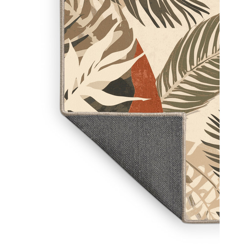 Tapis moelleux moelleux à motif de blocs d'inspiration mondiale de couleur beige - reliure beige, 2 x 3