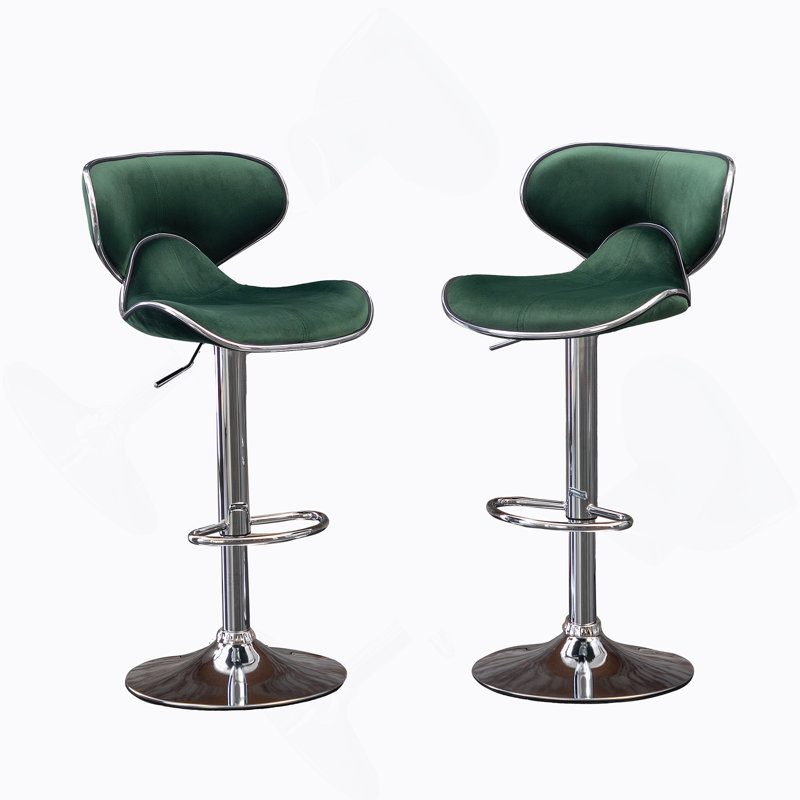 Tabouret de bar pivotant rembourré en velours Masaccio, ensemble de 2, Vert