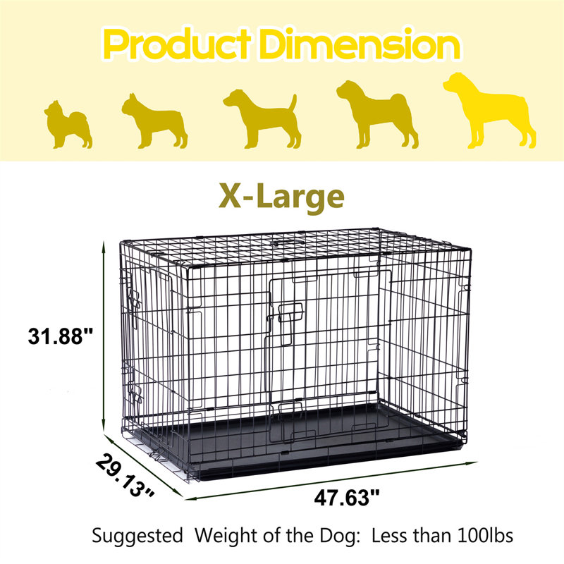 48 po avec chenil pliant pour chien, H 31,88 po x l 48 po x P 28 po