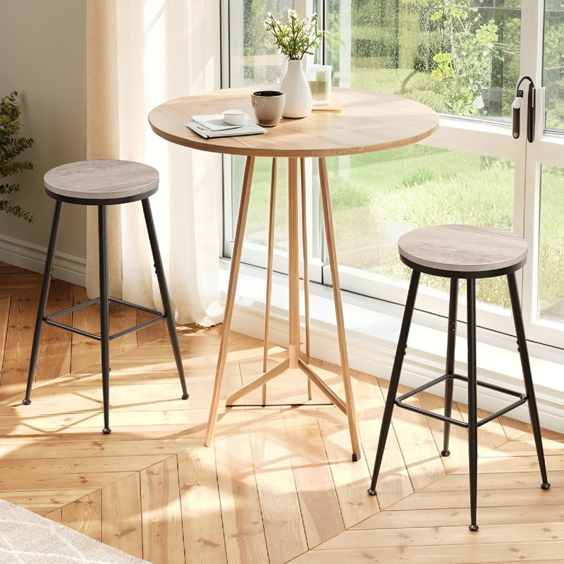 Swivel Bar Stools With Footrest For Kitchen Islands, Effortless 360° Rotation And Retro Design For Enhanced Comfort And Style
