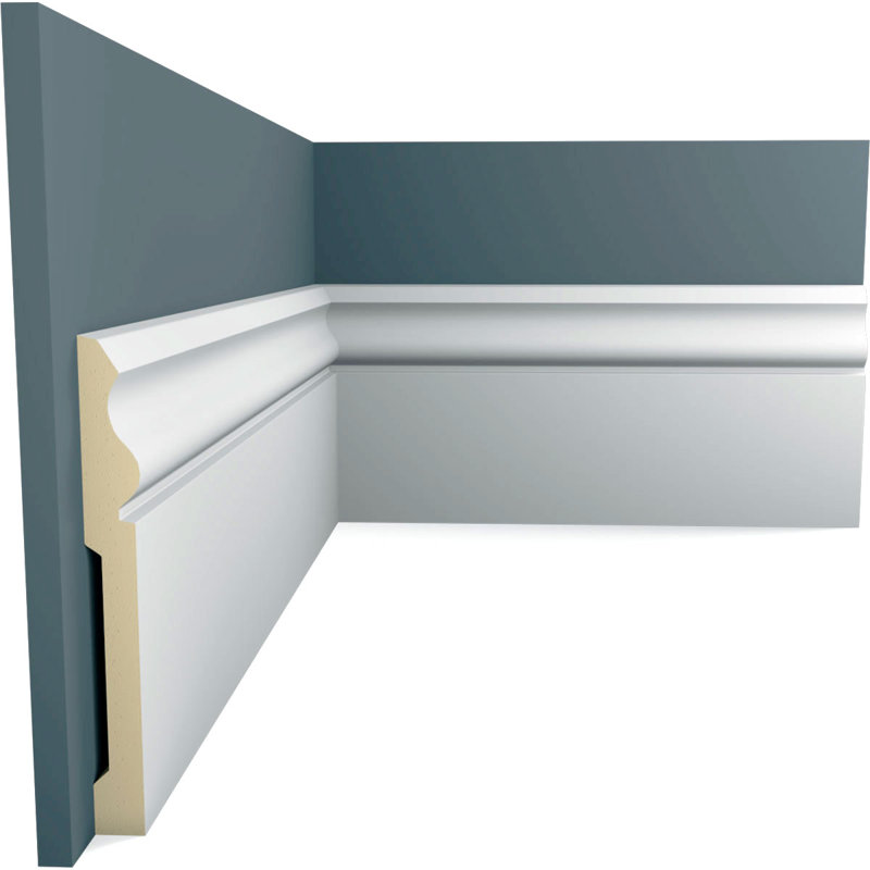 Endurathane Aberdeen Baseboard Moulding, 5 1/2"H x 5/8"P x 94 1/2"L, Factory Primed (2-Pack), 5.5" H x 94.5" W x 0.625"D