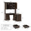 Bureau de coin en L de 210 cm de haut avec tablette, 8 tiroirs et placards, brun-133949184