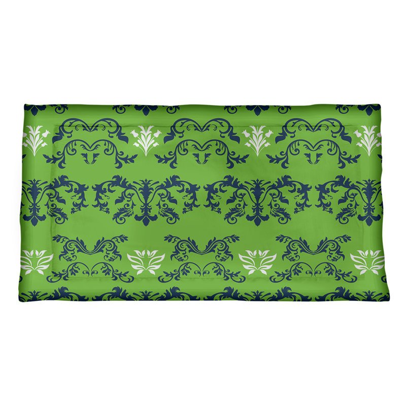 Football Baroque Pattern Pillow Sham, Polyester, Standard, Green/Blue/White