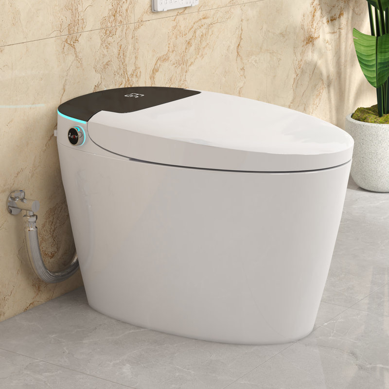 Smart Bidet Toilet with Auto Open/Close Lid, Siphon Jet Flush, 1.27 GPF Auto Dual Flush, Heated Seat, Warm Wash, Air Dryer, Soft Closing Seat, Wireless Remote Control
