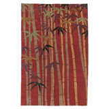 Bamboo Wool Floral Area Rug in Gray/Red/Yellow