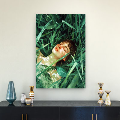«Peaceful Sleep In Grass Dreamy Peaceful Serene Nature Portrait», art mural