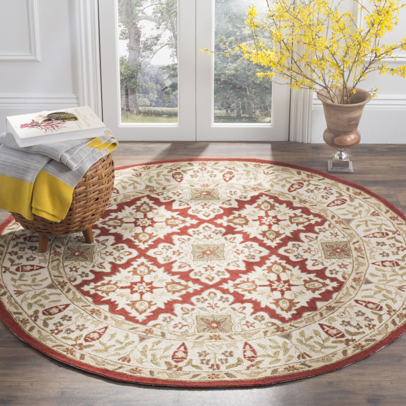 Broadcommon Hand Hooked Performance Oriental Rug, Round 8'