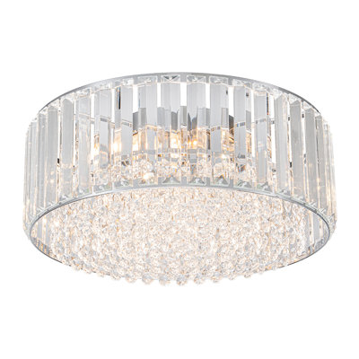 3-Light Round Crystal Flush Mount