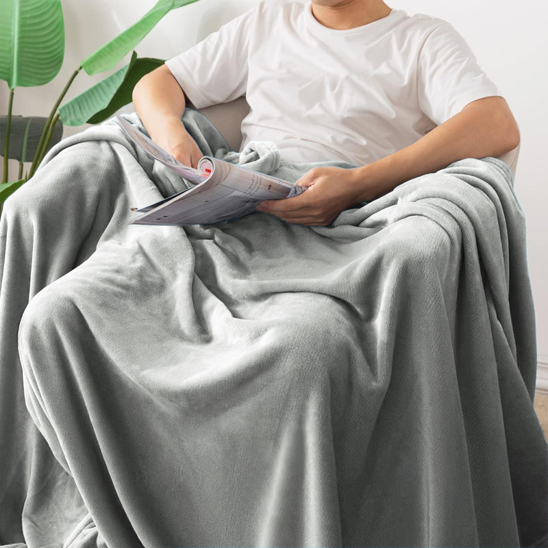 Makilah Sherpa Fleece Fur Blanket for Bed, Sofa Throw Soft all seasons , 200cm H x 150cm W, Silver