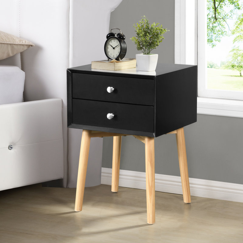 Commode décorative, table de chevet, table de chevet, table de chevet en bois Jurgita, Noir