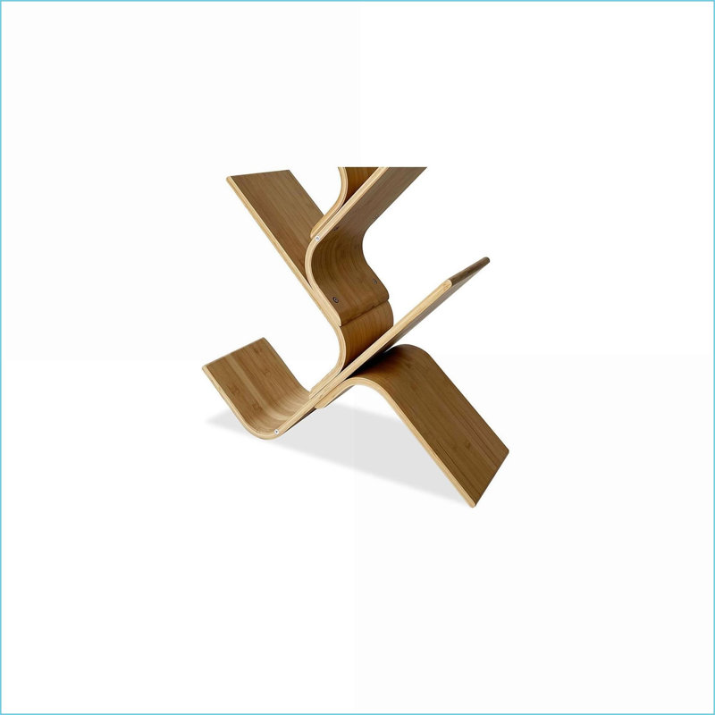 En bambou contemporaine avec tablettes ouvertes diagonales, l 23 po x P 8 po x 42,5 po | Naturel | Espace de vie principal
