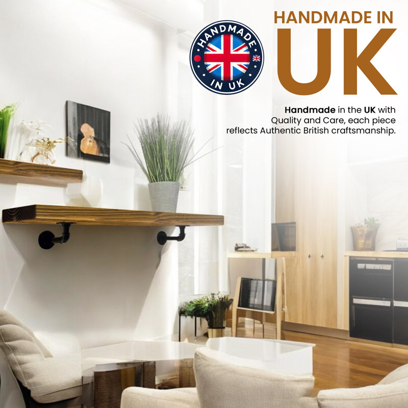 Unique Wood Bracket Shelf, 4.5cm H x 100cm W x 22cm D, Tudor Oak
