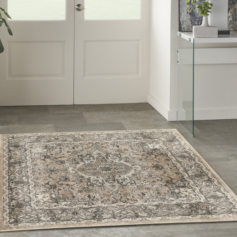 Jurado Oriental Beige/Gray Area Rug, Square 5'