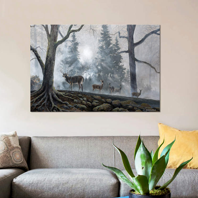 « cerf path i », impression sur toile, H 8 po x l 12 po x P 0,75 po, Toile tendue, Pas de tapis