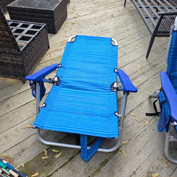 2pcs Beach Chair, Backpack Chairs For Adults With Adjustable Umbrella， Adjustable Lounge Chair For Seaside - Dark Blue, 2