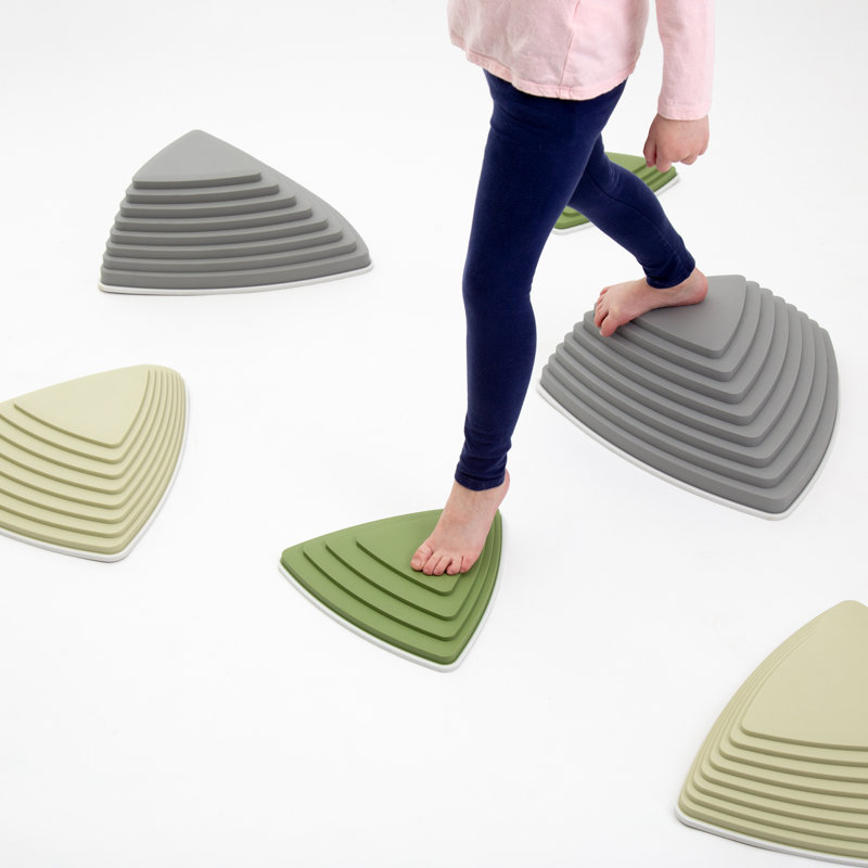 JumpOff Jo - Rocksteady Tall - Blocs de marche améliorant l'équilibre et la coordination, jouets sensoriels pour enfants - parcours d'obstacles intérieur et extérieur, ensemble de 6 pièces - vert camouflage