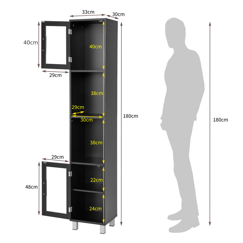 Ahil Freestanding Linen Cabinet, Black