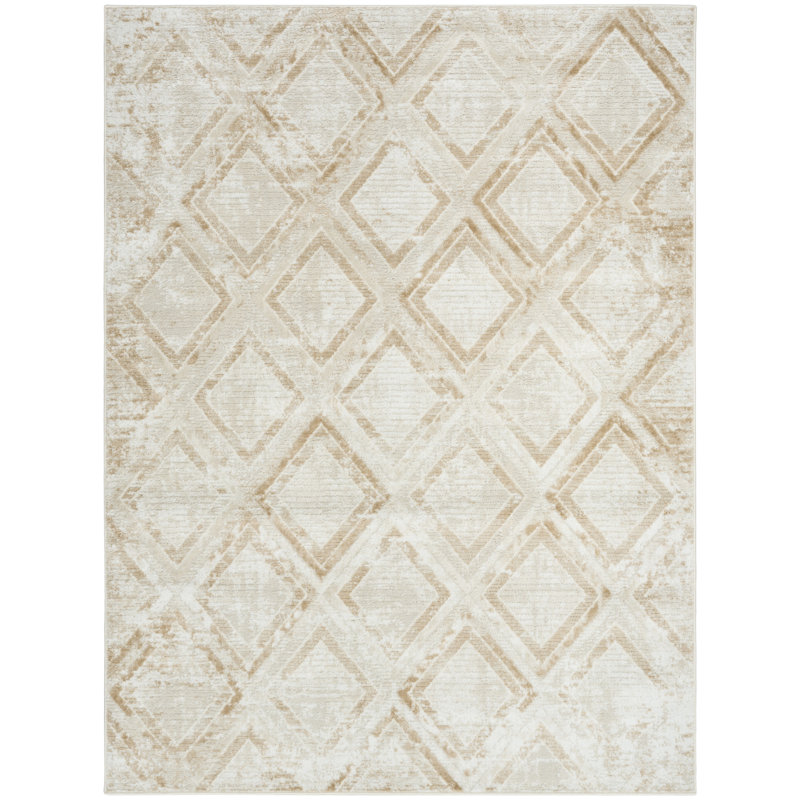 Tapis moderne ivoire et beige 4 pi x 6 pi Leuchte, Rectangle 4pi x 6 pi