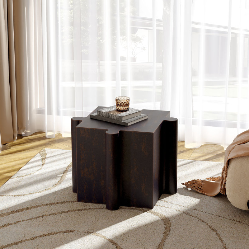 Antique Copper:  Puzzle Art Side Table, Modular Convex MGO Accent Table for Indoor & Outdoor, Antique Copper, Brown