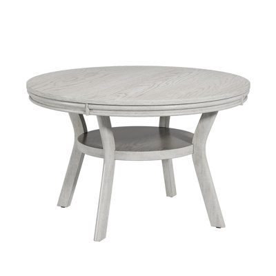 Table de salle à manger ronde en bois massif pour 4, table de cuisine de 47 po avec rangement, tables à piédestal circulaire en bois, tables de salle à manger rustiques de style Mid-Century moderne pour la cuisine, le salon, la salle de réunion et l’appartement