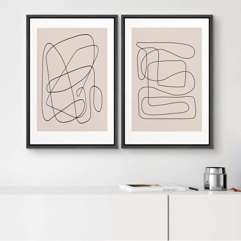 «Geometric Granite Desert Cactus Landscape Wilderness», 2 pièces, Noir, H 36 po x l 24 po