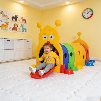 Tunnel au design chenille mignon, idéal pour les enfants de 3 à 6 ans, aire de jeux intérieure et extérieure, matériau durable, tunnel de structure de jeu facile à nettoyer, divertissement adorable, polypropylène