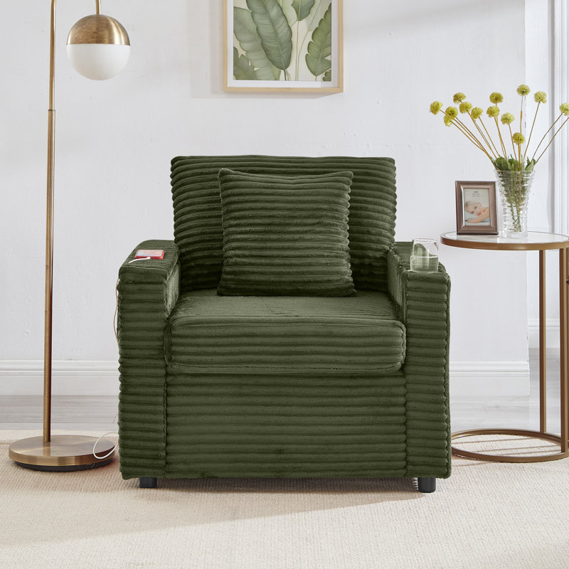 Canapé confortable moelleux en velours côtelé, Vert