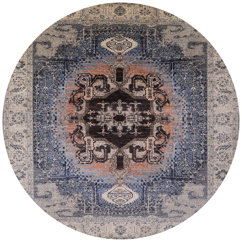 Tapis oriental gris / bleu, Rond 4 pi