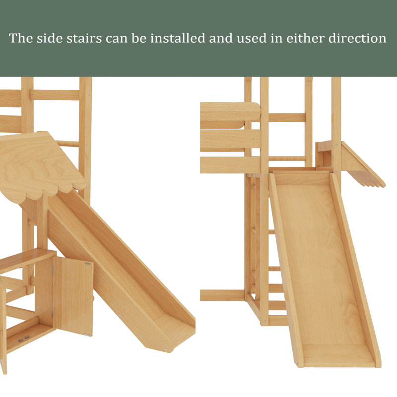 Lit mezzanine simple avec bibliothèque Design ludique pour enfants Structure en forme de maison avec glissières de sécurité de haute qualité