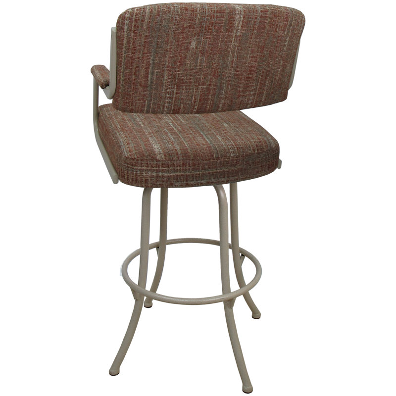 Joshua Swivel Bar Stool, Red Polyester Blend, Counter Stool (26" Seat Height) , Beige