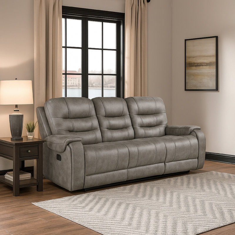 Canapé inclinable manuel Erron, microfibre brun gris, 87 pouces