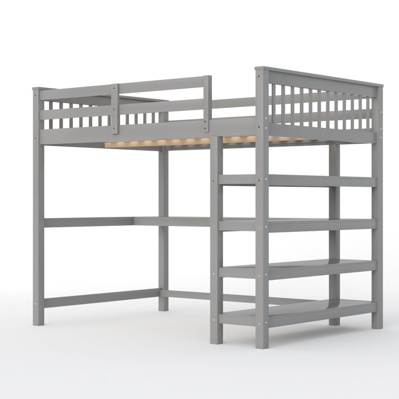 Eelika Kids Loft Bed, Full, Gray