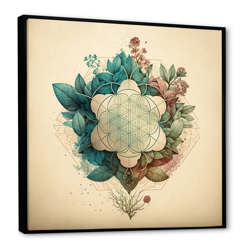 «Antique Sacred Retro Designs V», reproduction sur toile flottante, L 30 po x H 30 po, Noir