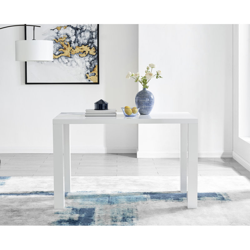 Scottsmoor Modern White Dining Table With 4 Luxury Faux Leather Dining Chairs, Cappuccino, 75cm H x 120cm W x 70cm D