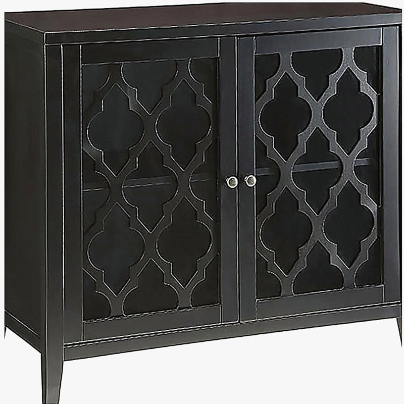 Black display table with internal shelf