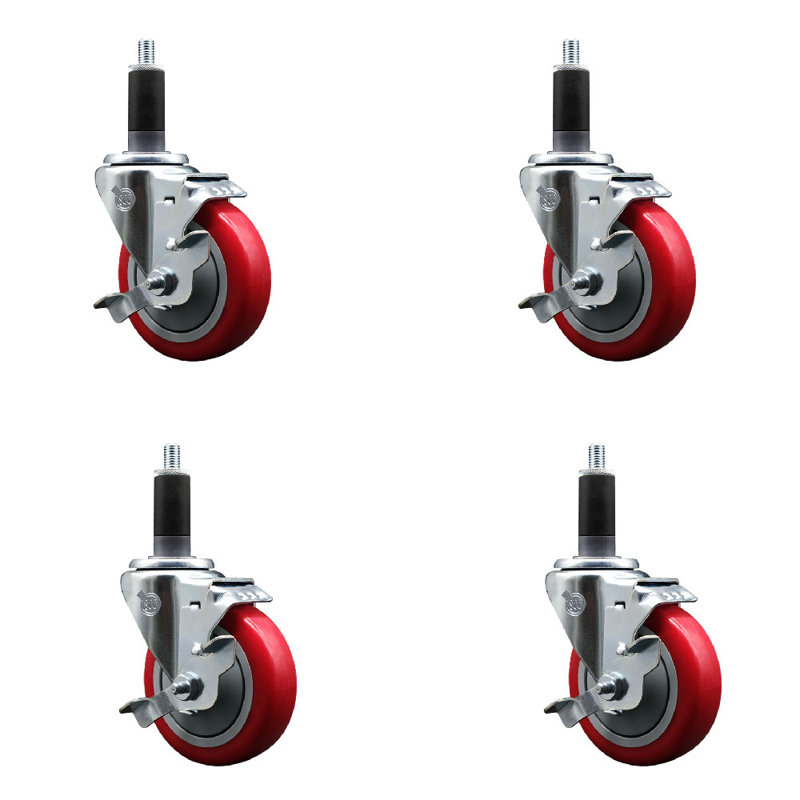 Ensemble de roulettes extensibles en poly pivotant 1-1 / 8 pouces avec frein SCC