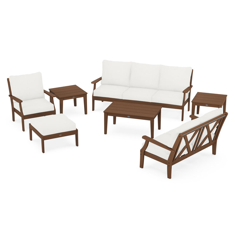 Braxton 7-Piece Deep Seating Set, Natural Linen, Teak