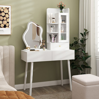 Élégant meuble-lavabo à DEL avec grand rangement et miroir haute définition pour les routines de beauté modernes