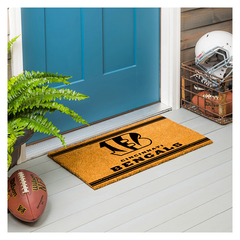 28in. x 16in. NFL Single Color Outdoor Coir Door Mat, Cincinnati Bengals