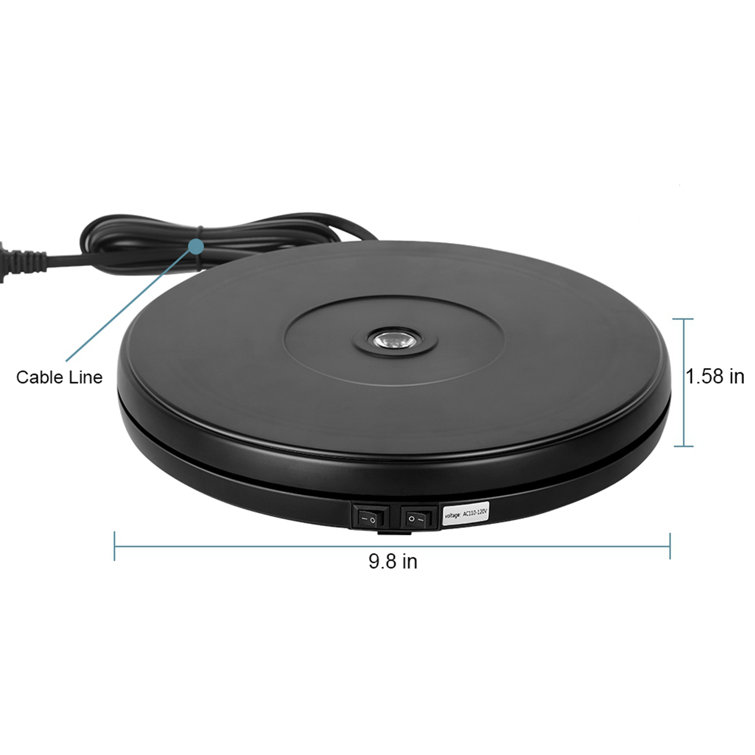 Photography Turntable, Electric Rotating Turntable, Low Noise, 360 Degree  Turntable Display Stand for Video, Jewelry Product Display Black 