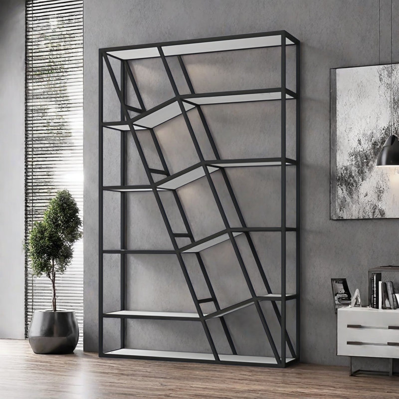 Une bibliothèque rétro et classique, H 70,8 po x l 39,3 po x P 11,8 po, Noir / blanc