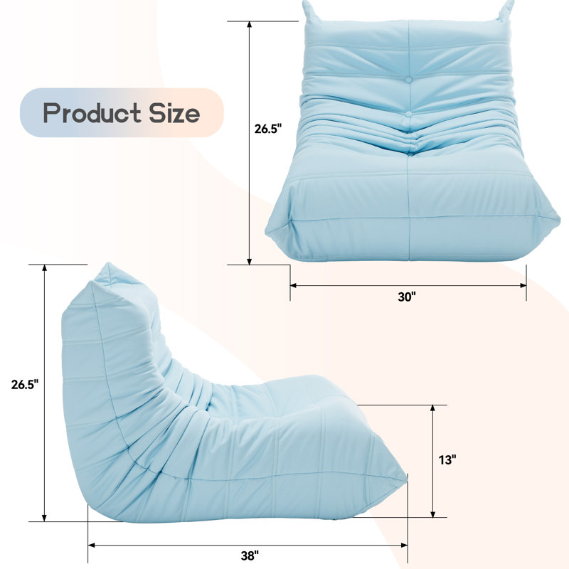 Fauteuil à billes en mousse mémoire, Similicuir bleu