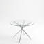 Table de salle à manger ronde en verre trempé avec pieds en métal chromé-2039687255