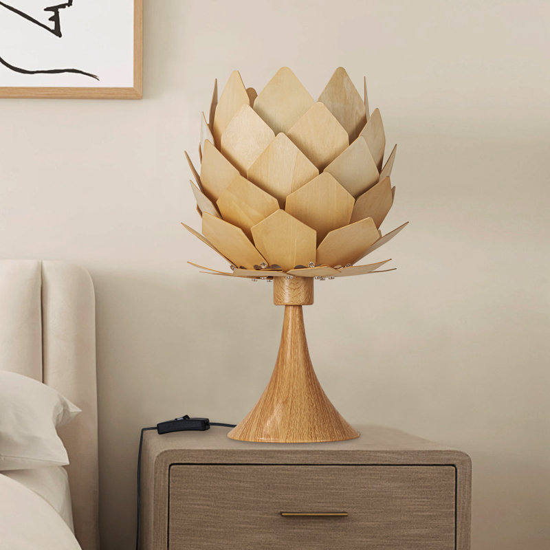 10.25in. 1-light Plug-in Pine Cone Table Lamp For Bedroom Living Room