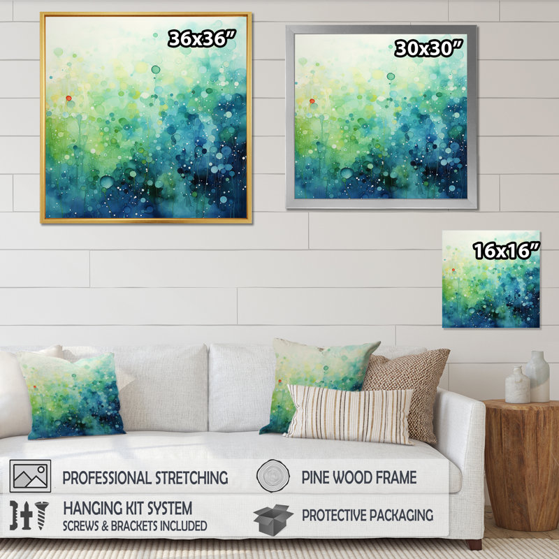 Misty Meadow II - Abstract Landscape Canvas Prints, H 16 po x l 16 po x P 1 po, Cadre photo noir
