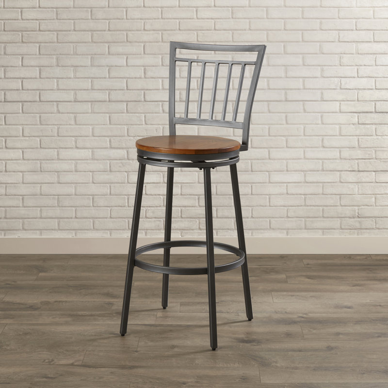 Kanagy Swivel Counter Stool with Metal Frame, Bar Stool (30" Seat Height), Golden Oak